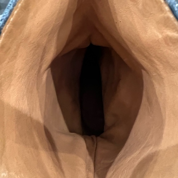 CHLOE mid calf black embossed leather round toe block heel moto boots size 37 - Picture 10 of 12